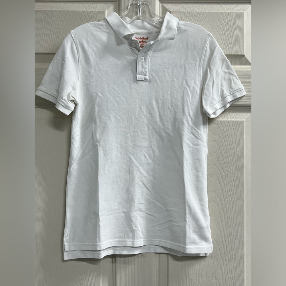 Cat & Jack Boys White Polo Short Sleeve Shirt - Size Large - VGUC